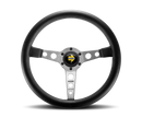 Momo Prototipo Steering Wheel 350 mm - Black Leather/Wht Stitch/Brushed Spokes