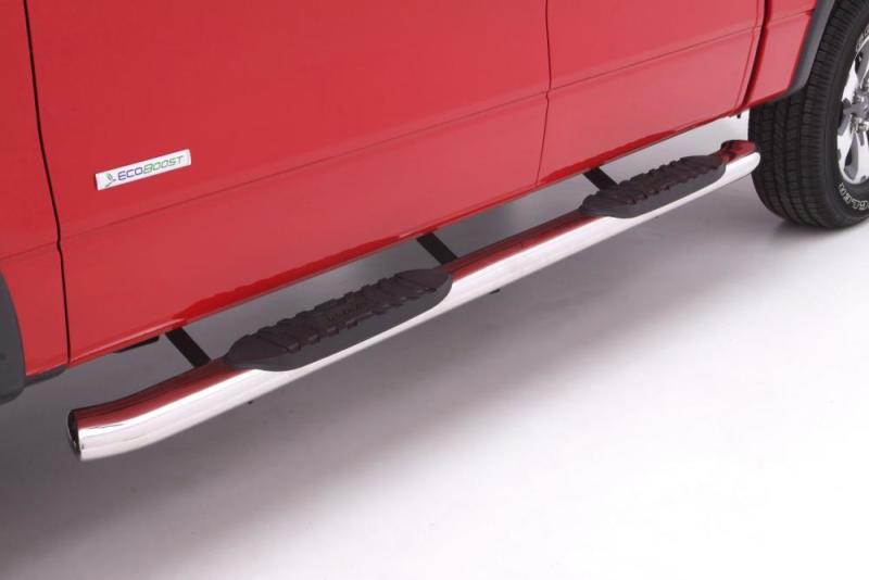 Lund 07-17 Chevy Silverado 1500 Ext. Cab 5in. Curved Oval SS Nerf Bars - Polished