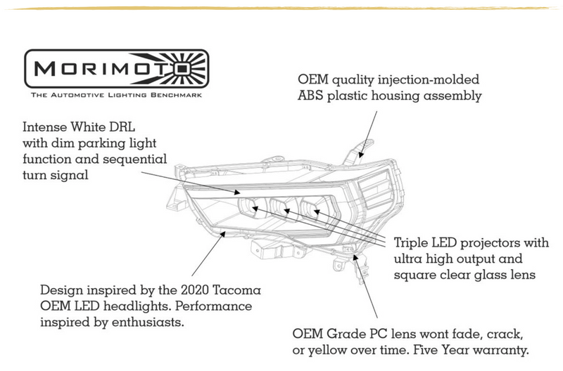 Morimoto Amber DRL XB LED Headlights | Toyota 4Runner 2014+