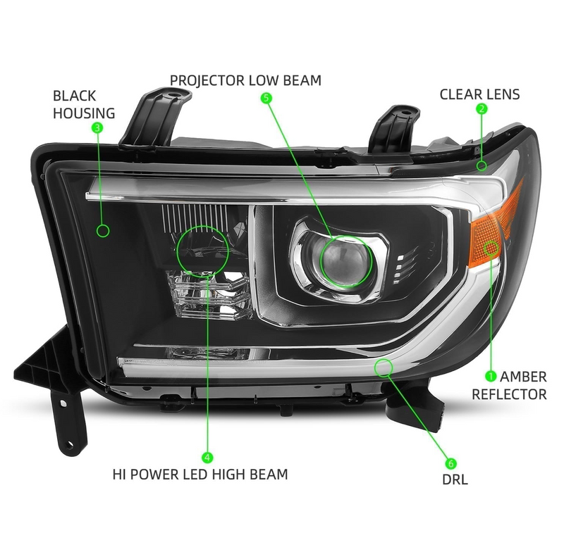 PRO-Series Projector Headlights - Chrome | Toyota Tundra 2007-2013 & Toyota Sequoia 2008-2017