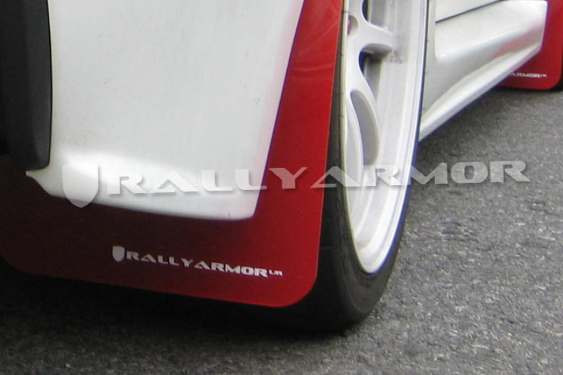 Rally Armor 07-17 Mitsubishi Lancer Red UR Mud Flap w/ White Logo