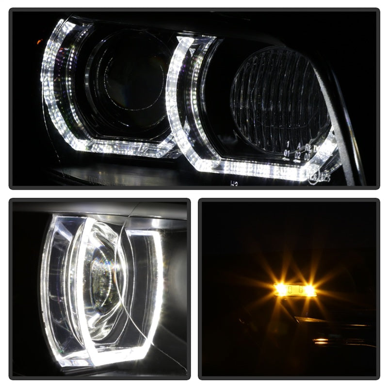 Spyder 08-10 BMW F92 3 Series Projector Headlights - LED DRL - Black (PRO-YD-BMWE9208-DRL-BK)