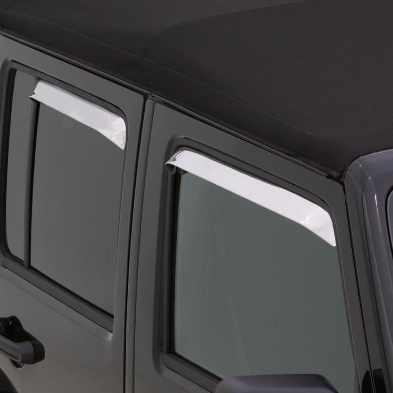 AVS 07-18 Jeep Wrangler Ventshade Front & Rear Window Deflectors 4pc - Chrome