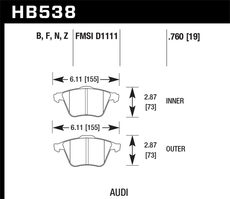 Hawk 2009-2009 Audi A4 Cabriolet HPS 5.0 Front Brake Pads