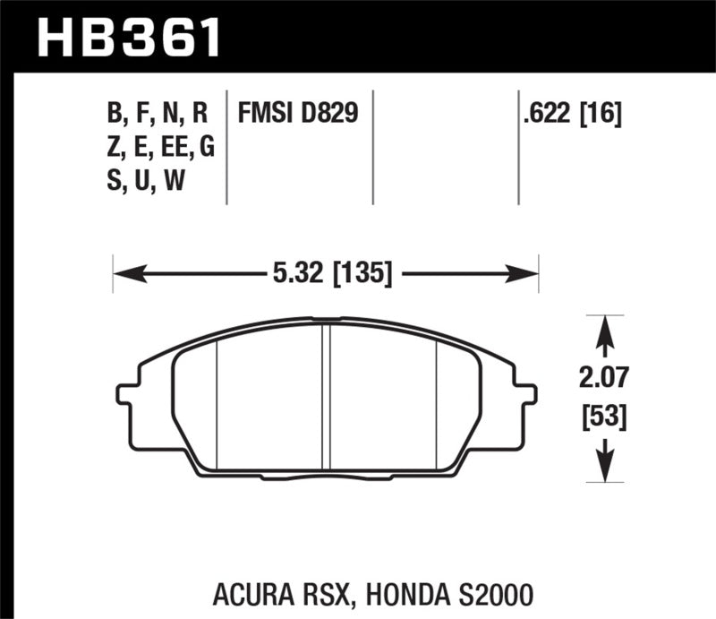 Hawk 02-06 Acura RSX / 06-11 Honda Si / 00-09 S2000 HT-10 Race Front Brake Pads