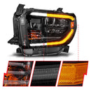 ANZO 2014-2017 Toyota Tundra LED Crystal Headlights w/ Switchback Black Housing w/ DRL
