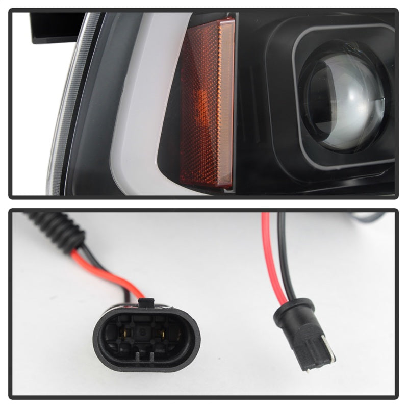 Spyder Dodge Charger 06-10 Projector Headlights - LED Light Bar - Black PRO-YD-DCH05V2-LB-BK