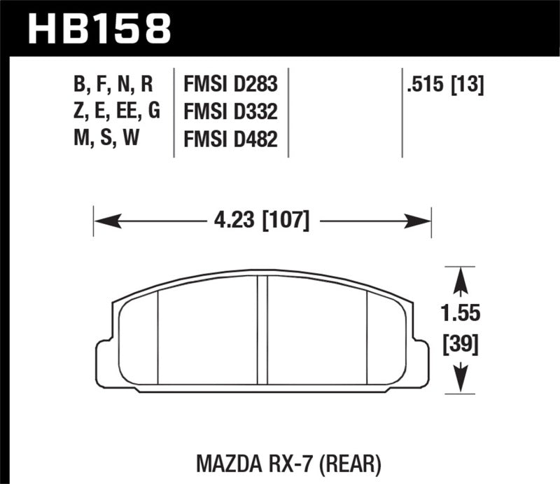 Hawk 86-95 Mazda RX-7 HPS Street Rear Brake Pads
