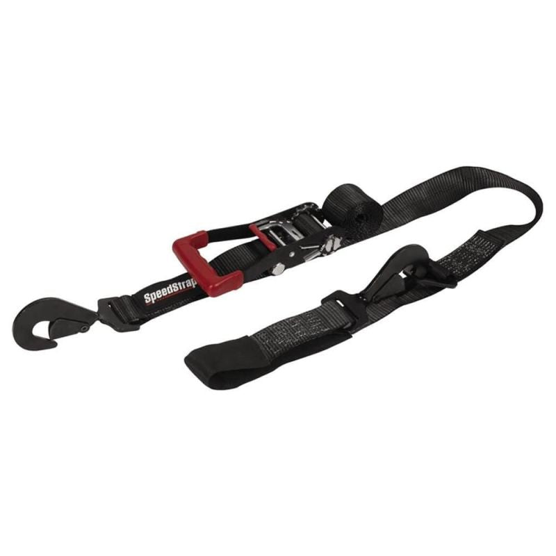 SpeedStrap 2In x 8Ft Ratchet Tie Down w/ Flat Snap Hooks & Axle Strap Combo, Made in the USA