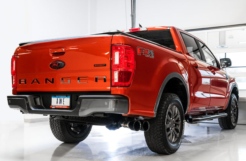 AWE Tuning 2019+ Ford Ranger 0FG Performance Exhaust System w/Diamond Black Tips & Rock Guard