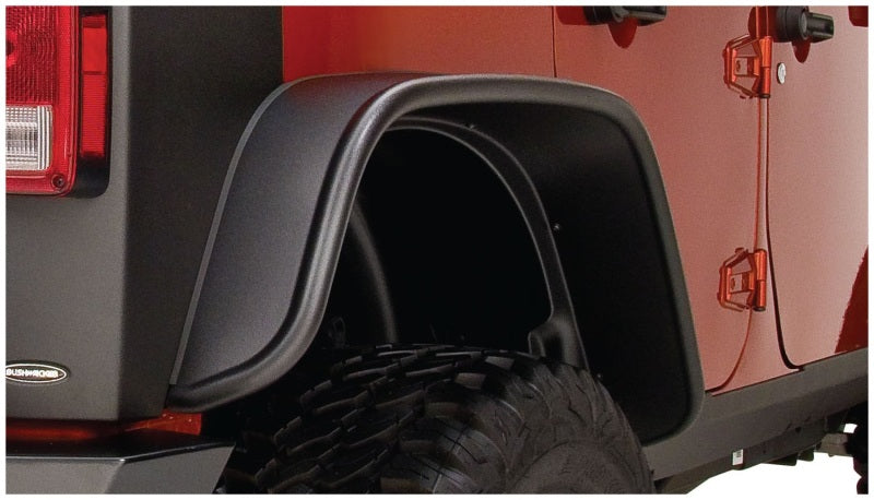 Bushwacker 07-18 Jeep Wrangler Unlimited Flat Style Flares 2pc 4-Door Sport Utility Only - Black