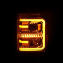 ANZO 11-16 Ford F-250/F-350/F-450 Projector Headlights w/ Plank Style Switchback Chrome w/Amber