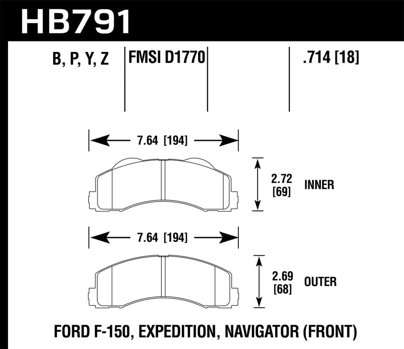 Hawk 14-16 Ford F-150 LTS Street Front Brake Pads