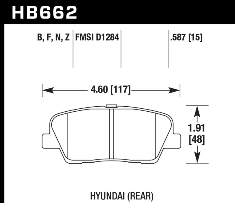 Hawk 10 Hyundai Genesis Coupe (w/o Brembo Breaks) HPS Street 15mm Rear Brake Pads