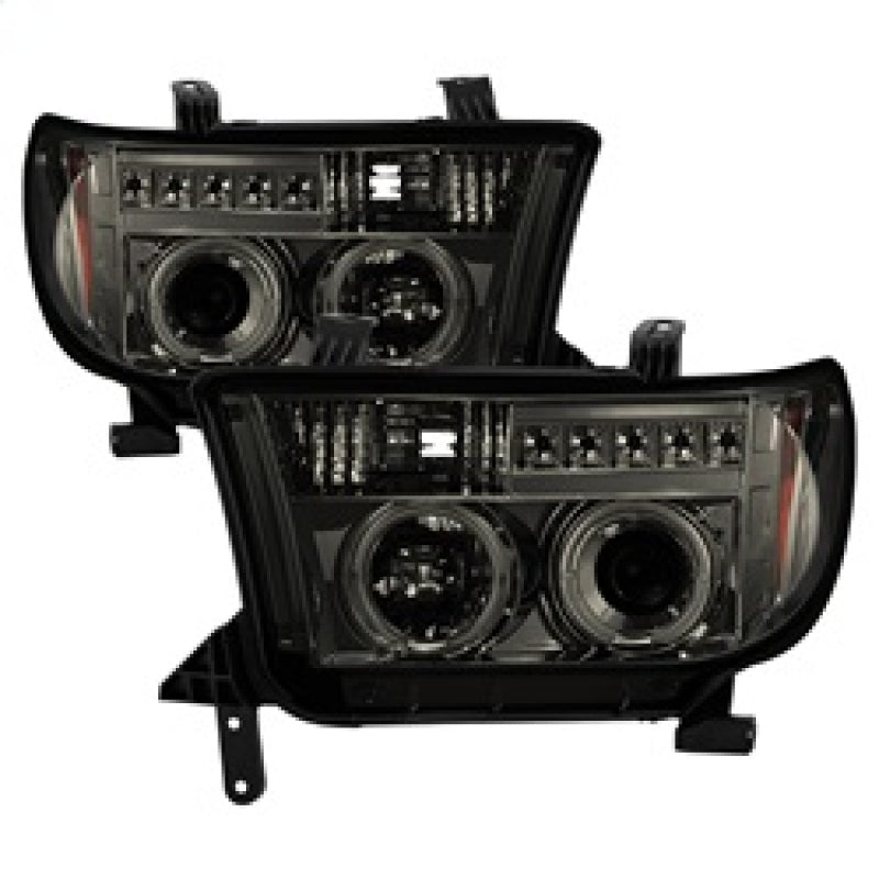 Spyder Toyota Tundra 07-13 Projector Headlights LED Halo LED Smke PRO-YD-TTU07-HL-SM