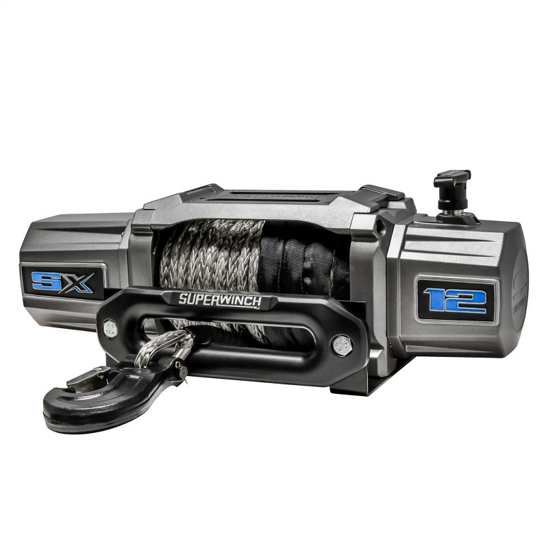 Superwinch 12000 LBS 12V DC 3/8in x 80ft Synthetic Rope SX 12000SR Winch - Graphite