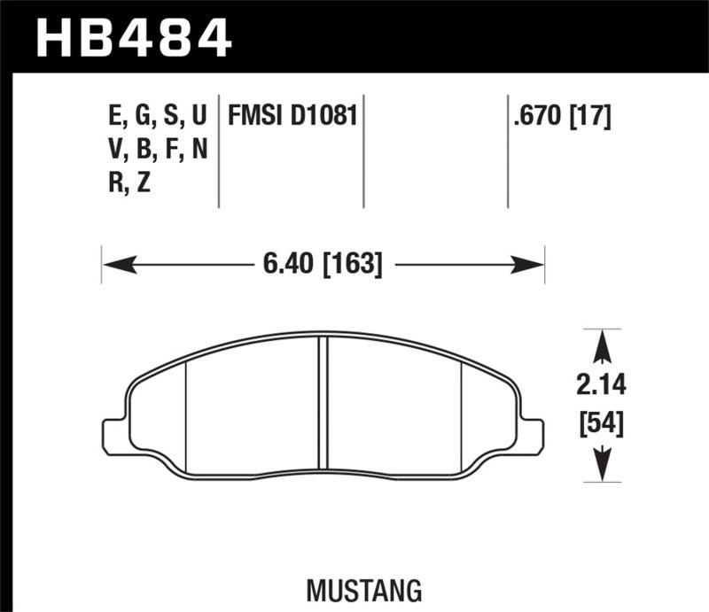 Hawk 2008-2009 Ford Mustang Bullitt 4.6 HPS 5.0 Front Brake Pads