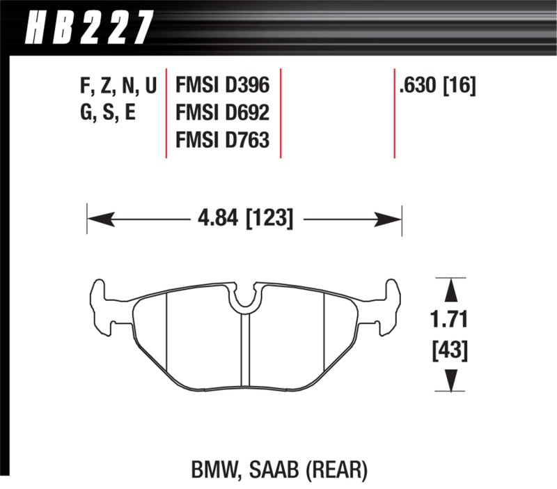 Hawk 1992-1998 BMW 318i HPS 5.0 Rear Brake Pads